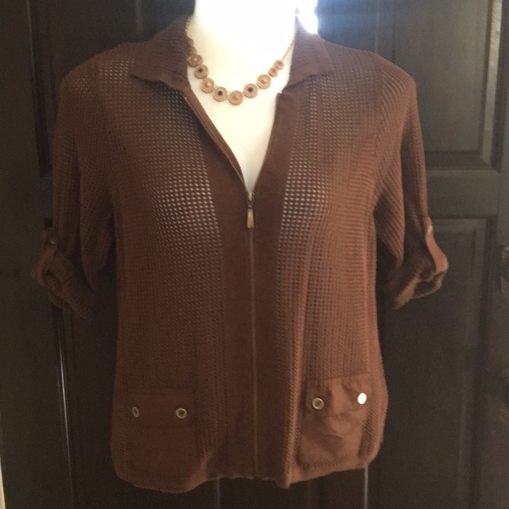 Sweater brown open weave